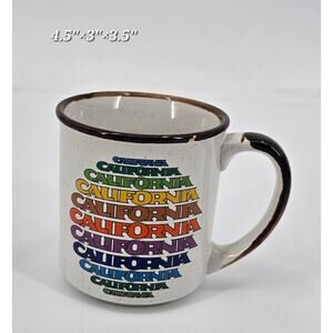 Vintage California Rainbow Typography Mug – Retro Souvenir Coffee Cup